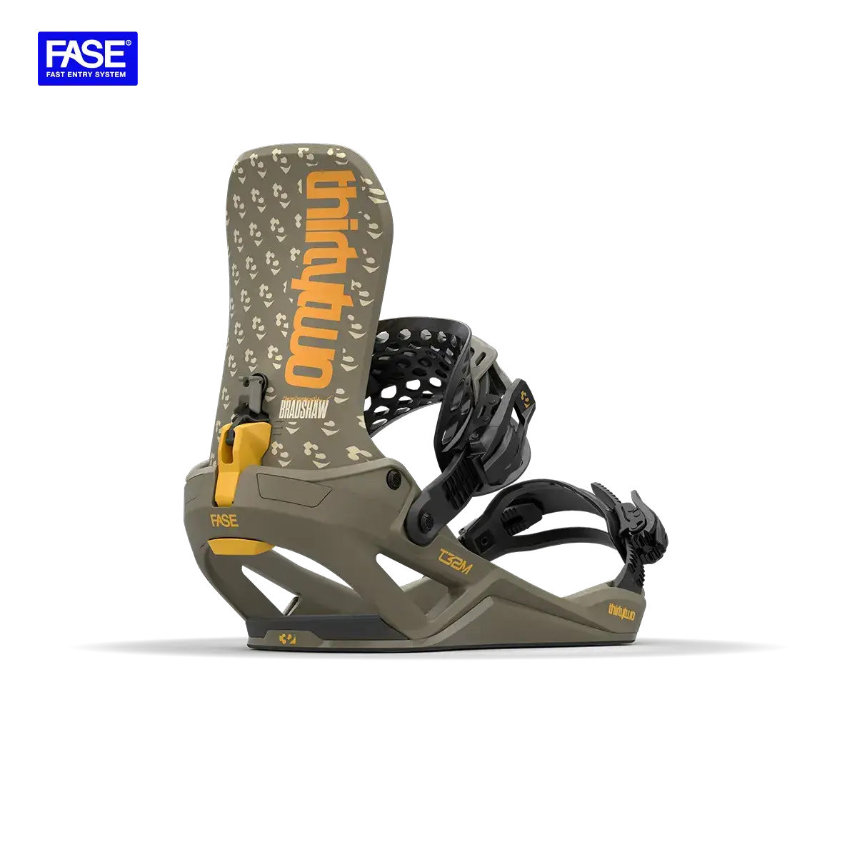 T32M Fase® x Bradshaw Green Snowboard Binding | thirtytwo US Bindings ThirtyTwo Rider Driven Snowboarding Snow Premium