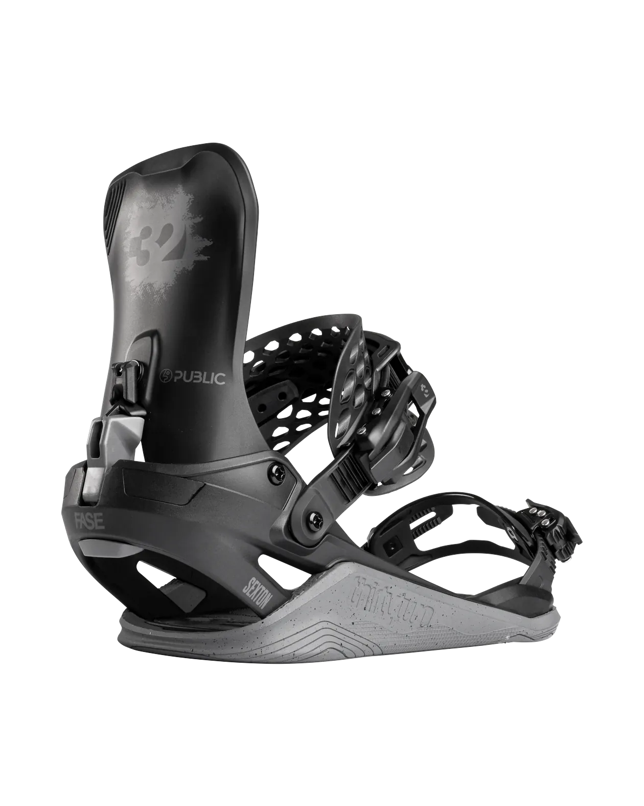 Basin Public FASE Bindings Thirtytwo PUBLIC BLACK/GRAY / S Rider Driven Snowboarding Snow Premium 7630961803469 T.27.BNU.PUB.570.2S.1