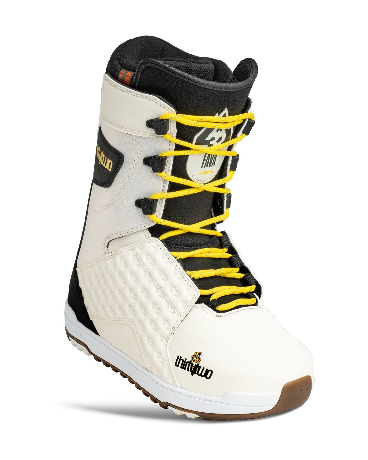 Lashed Fava Boots Thirtytwo White / Black / Yellow / 7 Rider Driven Snowboarding Snow Premium 7630961800277 T.27.BTM.LSF.118.070.1